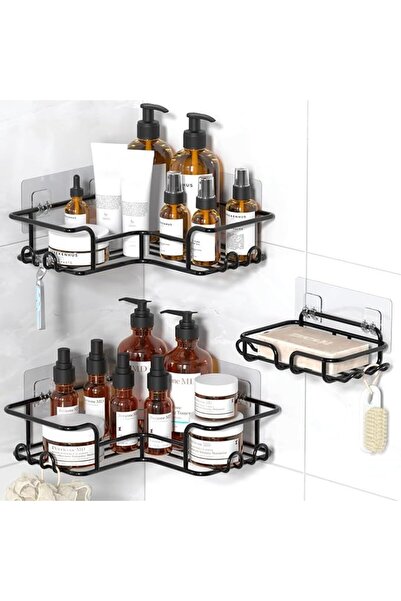 GENERAL Shower Caddy, 3Pcs Corner Shelf Set, Adhesive Shower Organizer with S...