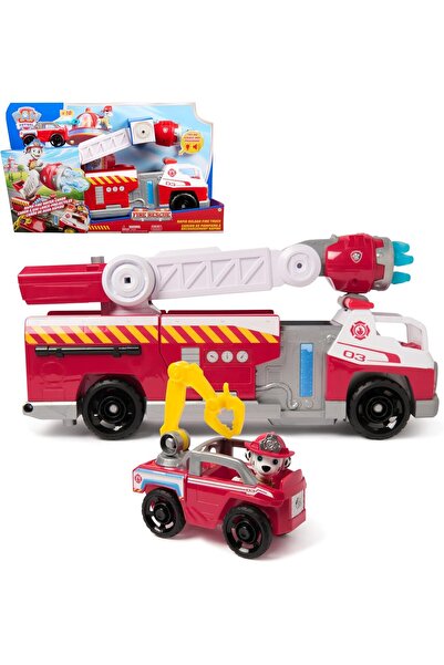 PAW PATROL شاحنة إطفاء فاير ريسكيو مارشال ديلوكس، سيارة إطفاء كبيرة بطول 50 س...