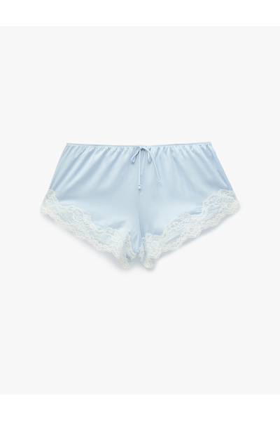Koton Elastic Waist Comfortable Fit Lace Satin Shorts Pajama Bottoms
