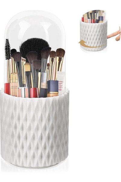 Morvena Picks Organizator de cosmetice rotativ 360° - Cu capac - pentru baie/...