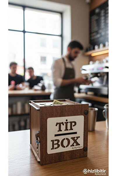 Kare Ahşap Bahşiş Kutusu Tip Box Kutusu 12 x 12 x12 Cm