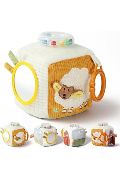 XICEN Farm Baby Sensory Cube for Infants 0-12 Months ，Soft Activity Block wit...