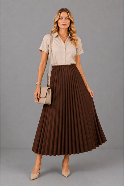 UTDU Standard Skirt with Pleats and Elastic Waist