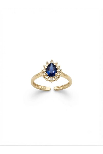Lovera Jewellery 925 Ayar Gümüş Sertifikalı Pırlanta Montür Safir Taşlı Damla...
