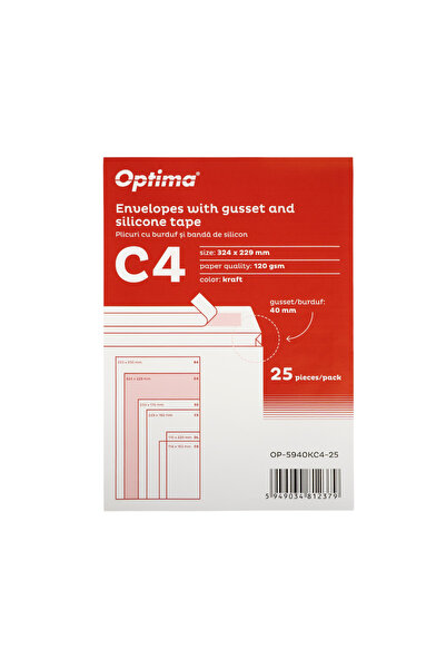Optima Plic C4 (324X229Mm), Cu Burduf 40Mm, Lipire Siliconica, 25 Buc/Set, - ...