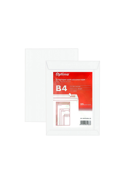 Optima Plic B4 (353X250Mm), Lipire Siliconica, 25 Buc/Set, - Alb Plicuri Opti...