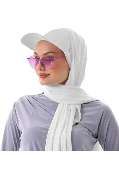 GENERAL قبعة بيسبول نسائية مع حجاب مدمج، وشاح حجاب 2 في 1 مع قبعة داخلية مدمج...