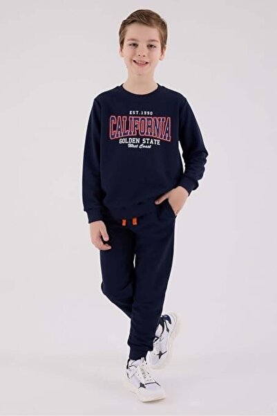 Rolypoly Boys' California Printed Two-Thread Sweatshirt Tracksuit Set 8-15 Ye...
