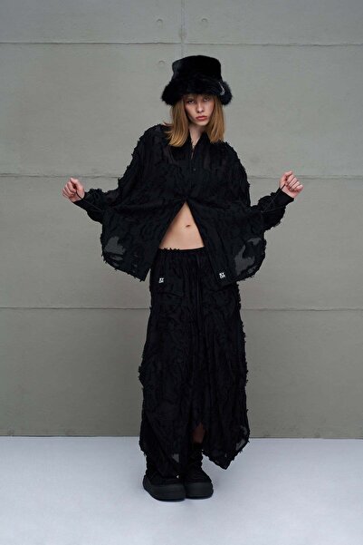 #vdr viadellerose Black Semi-Transparent Tassel Shirt 18171