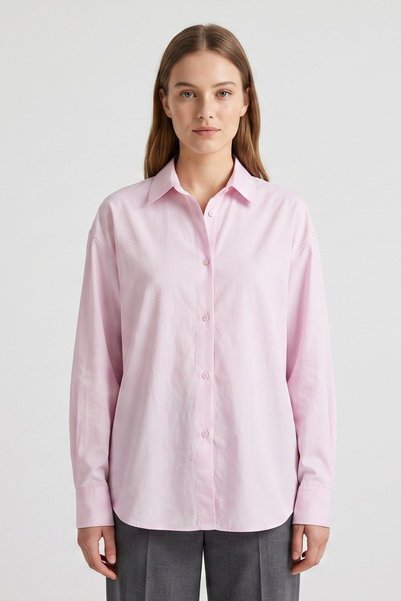 Lafela Düşük Omuz Oversize Kalıp Casual Poplin Gömlek