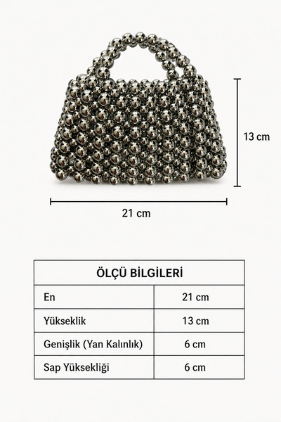 OK BLUME Women's Silver Color Beaded Handbag - Special Design Bag