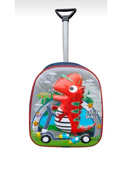 miço kids Dinosaur Wheeled Children's Backpack with Trolley Embossed Dino Sch...