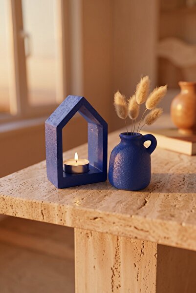 Binbirdemet 2'li Tealight Mumluk ve Kulplu Mini Vazo Seti | El Yapımı Dekorat...