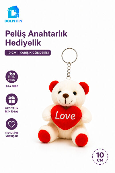 DolphFin Love Heart Plush Teddy Bear Keychain 10 cm Bag Ornament Gift