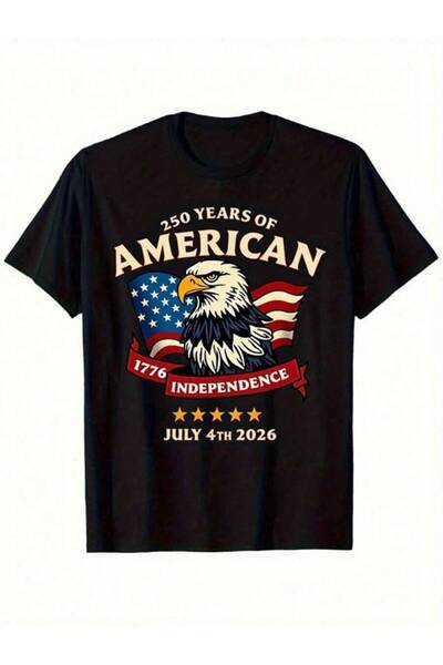 23ERVA 250 Years Of American Independence July 4th 2026 Eagle Flag Print T-Sh...