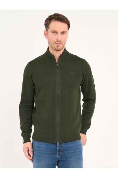 Lee Cooper - Pulover barbat cu fermoar de culoare uniforma