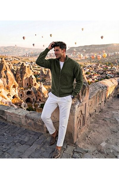 zs zaos fashion Men's Cardigan Winter Thick 100% Cotton Stand-Up Collar Quali...