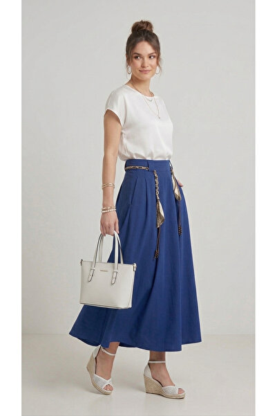 Giyim Dünyası Women's Belted Skirt Navy Blue