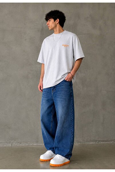 DIRECTIVE JEANS Anthracite Extra Baggy Washed Premium Trousers Blue Wide Leg