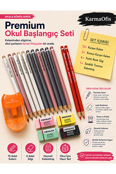 Faber Castell Back to School Premium Stationery Set – 12 Pencils, 3 Red Penci...