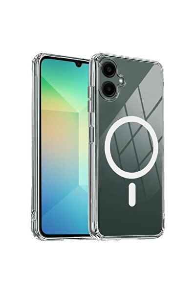Mi7a Kristal Sararmaz Şeffaf Manyetik Halkalı Samsung A07 Uyumlu Telefon Kılıfı