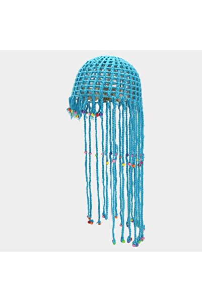STARSTAR Hand-crocheted bohemian beach hat beads/tassels.