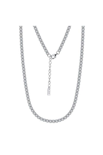 UNA VIDA Colier tip tenis 3mm, Cristale de zirconiu, Argint 925