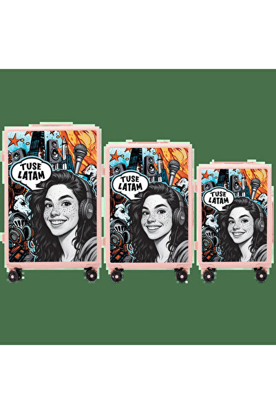 WINGS BRAND Set de 3 valize Wings x Personalizate pentru FETE, Roz Pal