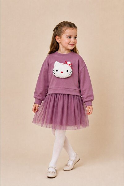 Eray Kids Combinație de rochie din tul și hanorac cu figurină Hello Kitty pen...