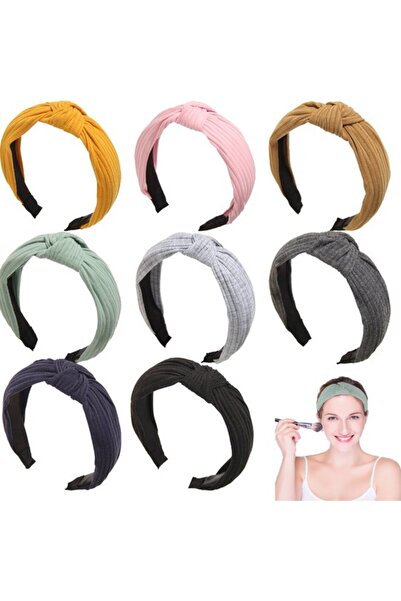 STARSTAR Headbands 8pc solid color cross-woven sports yoga women/girls.