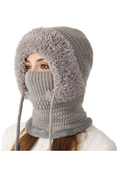 STARSTAR Women's winter balaclava off-white fleece ski windproof cold weather.