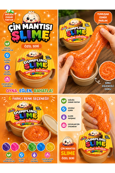 Erzi Çin Mantısı Dumpling Slime – Simli Esnek Yumuşak Özel Seri Sürpriz Slime