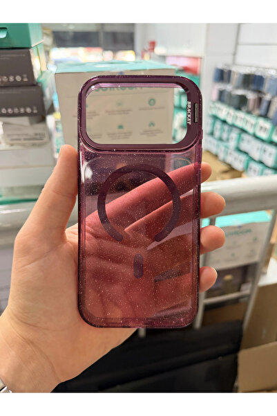 Miscase iPhone 17Pro-18 Pro Uyumlu Star Simli Standlı Magsafe Kılıf