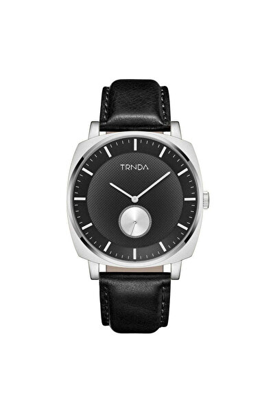 TRNDA Men's Stainless Steel Watch, Black Leather Band | Trnda45mm