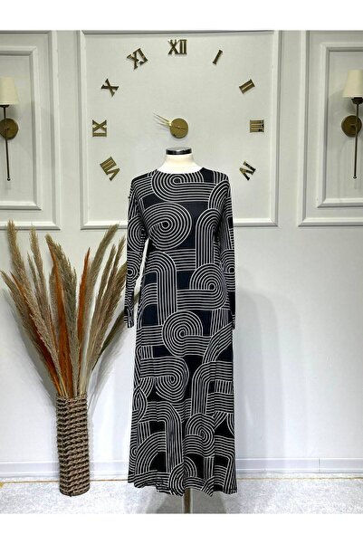 ModaMinar Women's New Season Striped Pattern Combed Cotton Dress