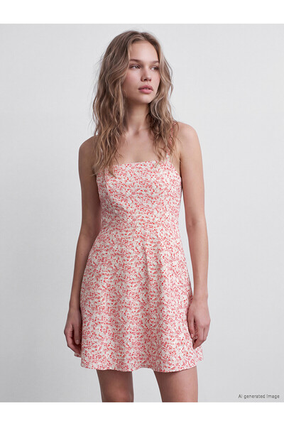 LC Waikiki Nevavm Floral Rope Strap Waist-Sitting Mini Dress with a Difference