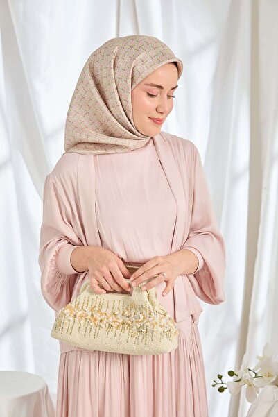 Silk Home Twill Silk Scarf Mini Bouquet Light Mink