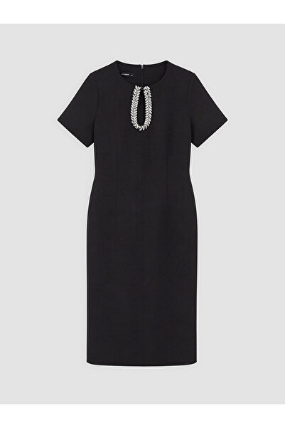 LC Waikiki Nevavm Detailed Stone Embellished Women's Dress with Window Detail