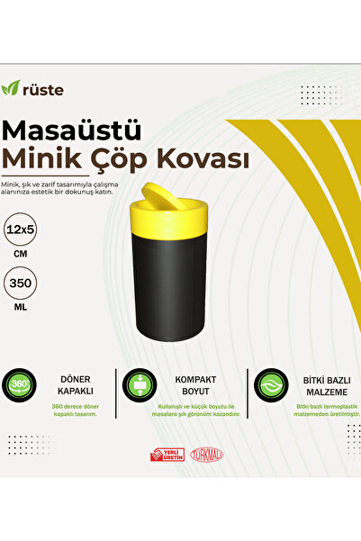 rüste Masaüstü Şık Minik Çöp Kovası Tezgah Masa Üstü Zarif Mini Kağıt Atık Ku...