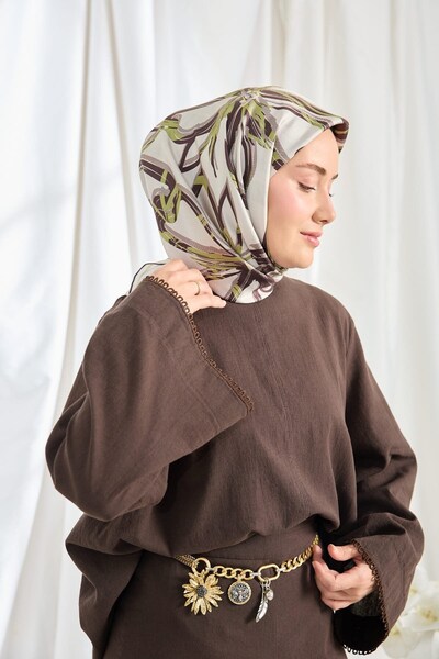 Silk Home Twill Silk Scarf Bloom Silver