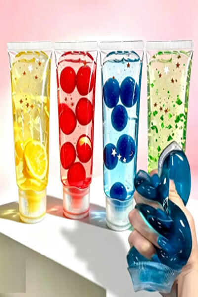 Pofika Needoh Tarzı Meyve Fiğürlü Yıldızlı Simli Krem Şişesi Dolgulu Squishy ...