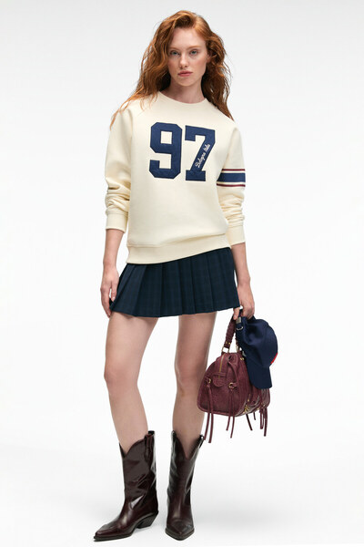 ETHIQUET Mirellan women's Printed round neck regular fit ecru sweatshirt