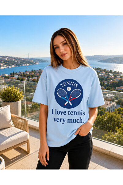 VODEXA Unisex Oversize Tennis Printed T-Shirt 100% Cotton Tennis Themed Comfo...