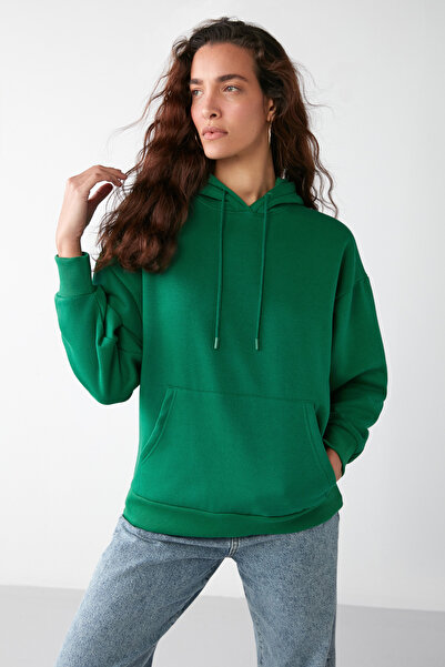 ETHIQUET Ida Basic Oversize Green Sweatshirt