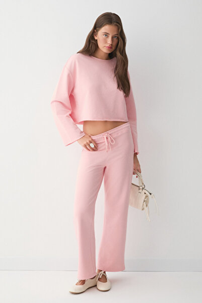 ETHIQUET Sedna Women's Wide-Collar Wide-Leg Organic Cotton Pink Top and Botto...