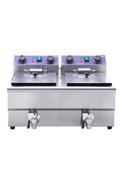 VEVOR Friteuza profesionala, dubla, electrica Inox, 2 x 3000 W, capacitate 2 ...