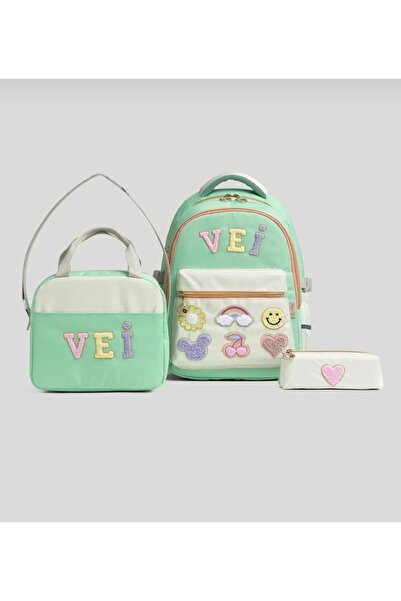 Alvadonna Süzene Embroidered School Bag, Lunch Bag and Pen Holder Set of 3