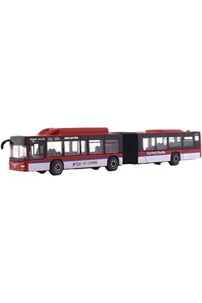 TOYFEST Red and White Metal Toy Bellows City Bus 20 cm
