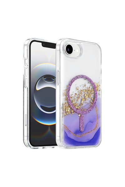 Generic Brand Onegif Apple iPhone 17E Lotus Glitter Magsafe Cover - Purple