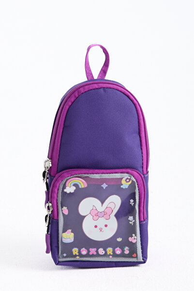Roxbros 2-Compartment Pen Holder with Rabbit Figure and Transparent Pockets